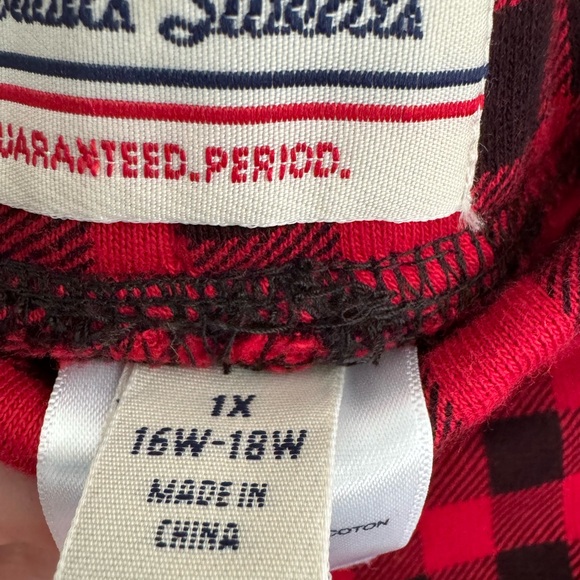 LANDS’ END Serious Sweats Flannel Lined - Women's Plus Size 1X Red/Black Buffalo - Picture 7 of 13